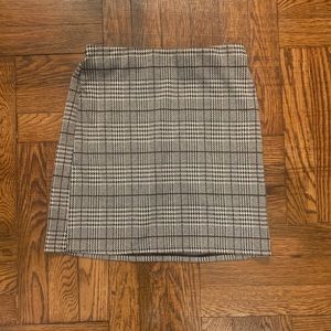Grey Plaid Mini Skirt